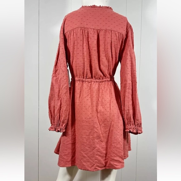 NWT Time and Tru Women's Long Sleeve Peasant Dress, Pink Camellia, Large 8-10 - Picture 6 of 14